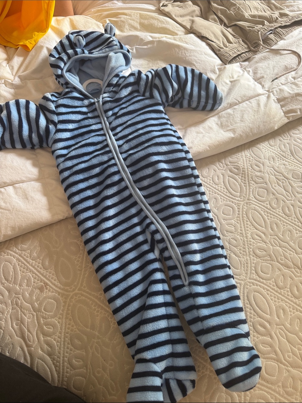 The Children's Place Blue and Navy Striped Fleece One-Piece